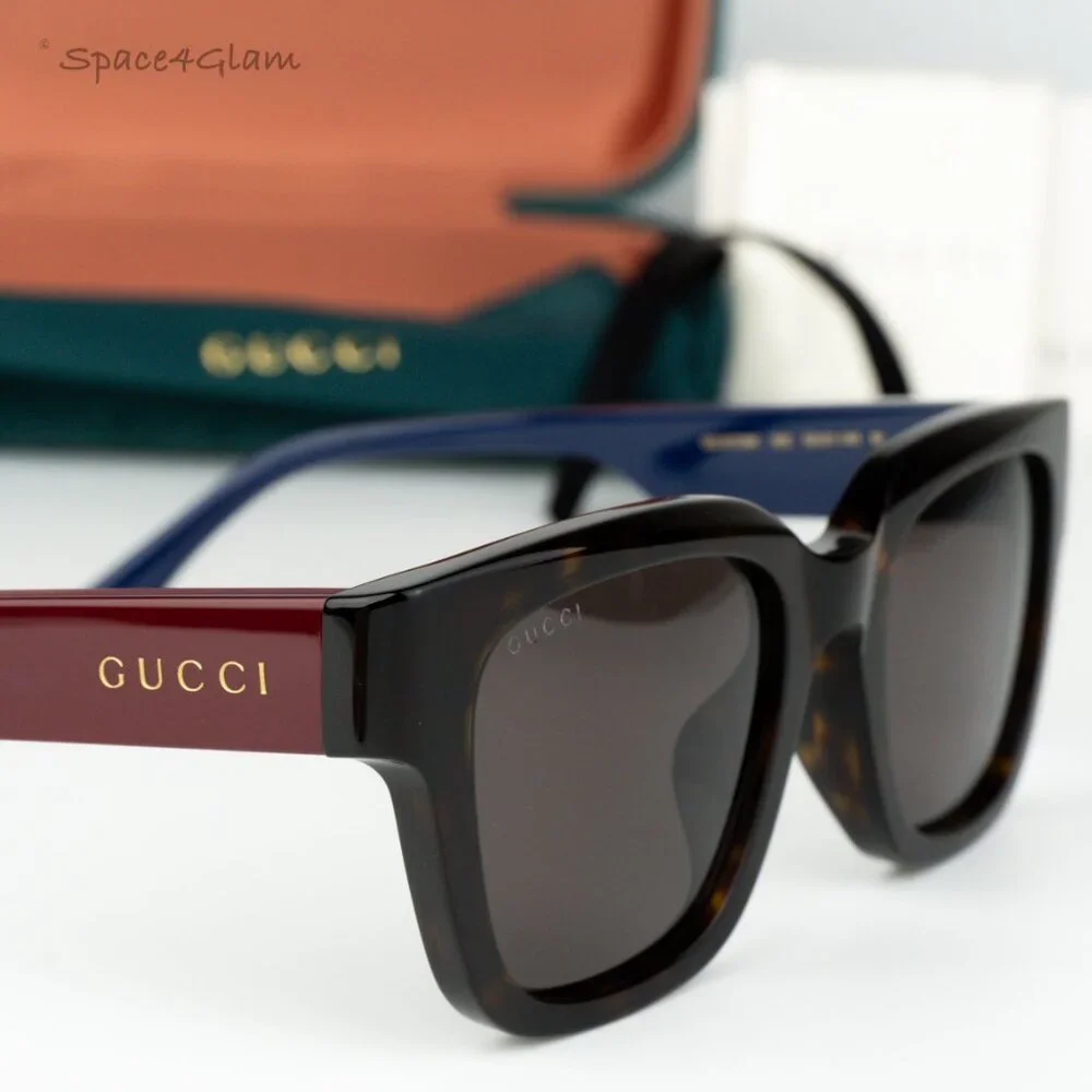 NEW Gucci GG1670SK 002 Havana Red Blue Grey Unisex Square Sunglasses GG 1670SK